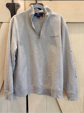 Vineyard Vines Men's Heather Gray Quarter Zip Pullover Sweatshirt Size Medium
